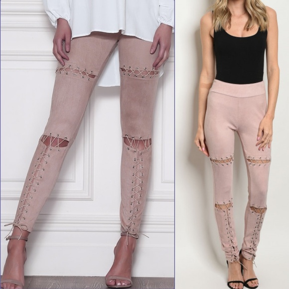 Pants - BLUSH LACE UP PANTS